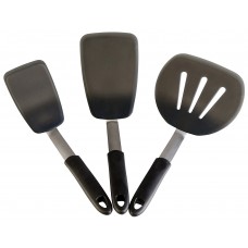 G-Well 3pcs  Ultra Flexible Silicone Rubber Turner Spatula, 600ºF Heat-Resistant (Gray/Black)