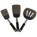 G-Well 3pcs  Ultra Flexible Silicone Rubber Turner Spatula, 600ºF Heat-Resistant (Gray/Black)