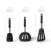 G-Well 3pcs  Ultra Flexible Silicone Rubber Turner Spatula, 600ºF Heat-Resistant (Gray/Black)